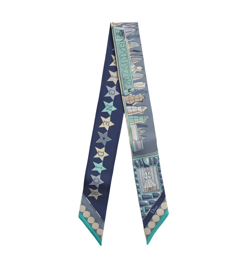 Christian Dior Rectangular Scarf With Star Motifs And Architectural Design