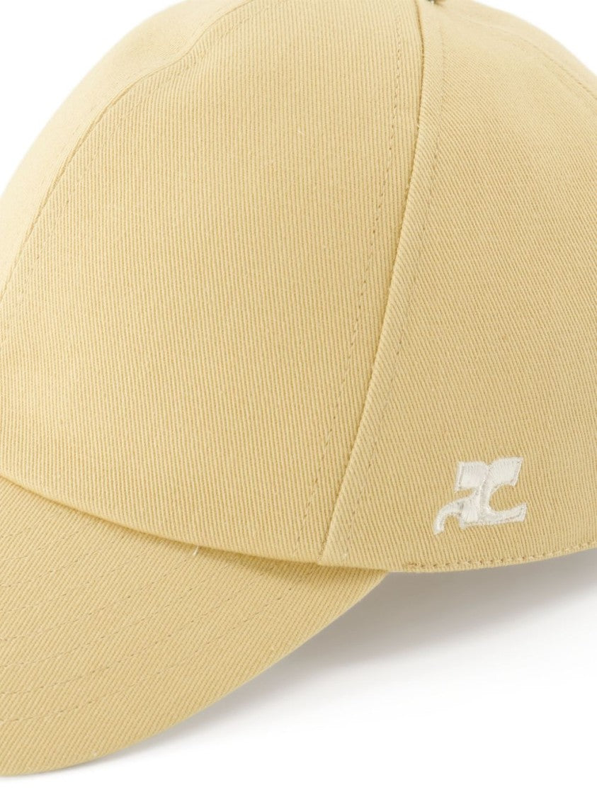 Courrèges Structured Baseball Cap In Light Beige Silk-Nylon Fabric
