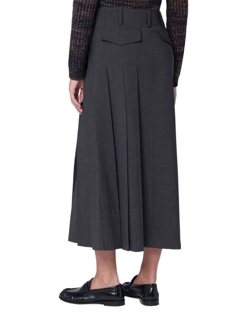 Parosh Anthracite Longuette Skirt With Pleated Back