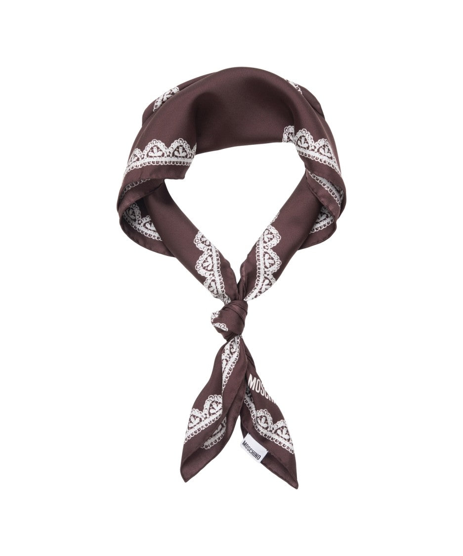 Moschino Rectangular Silk Scarf With Lace Pattern