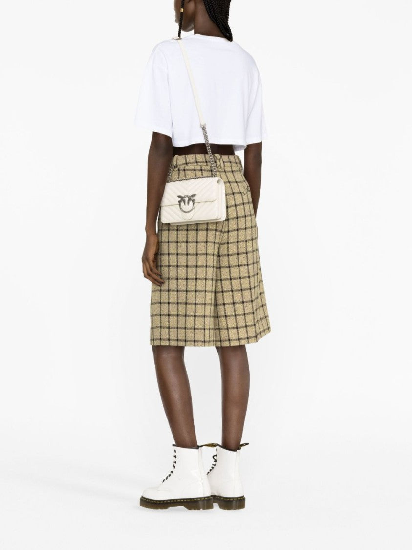 Pinko White Lambskin Quilted Shoulder Bag