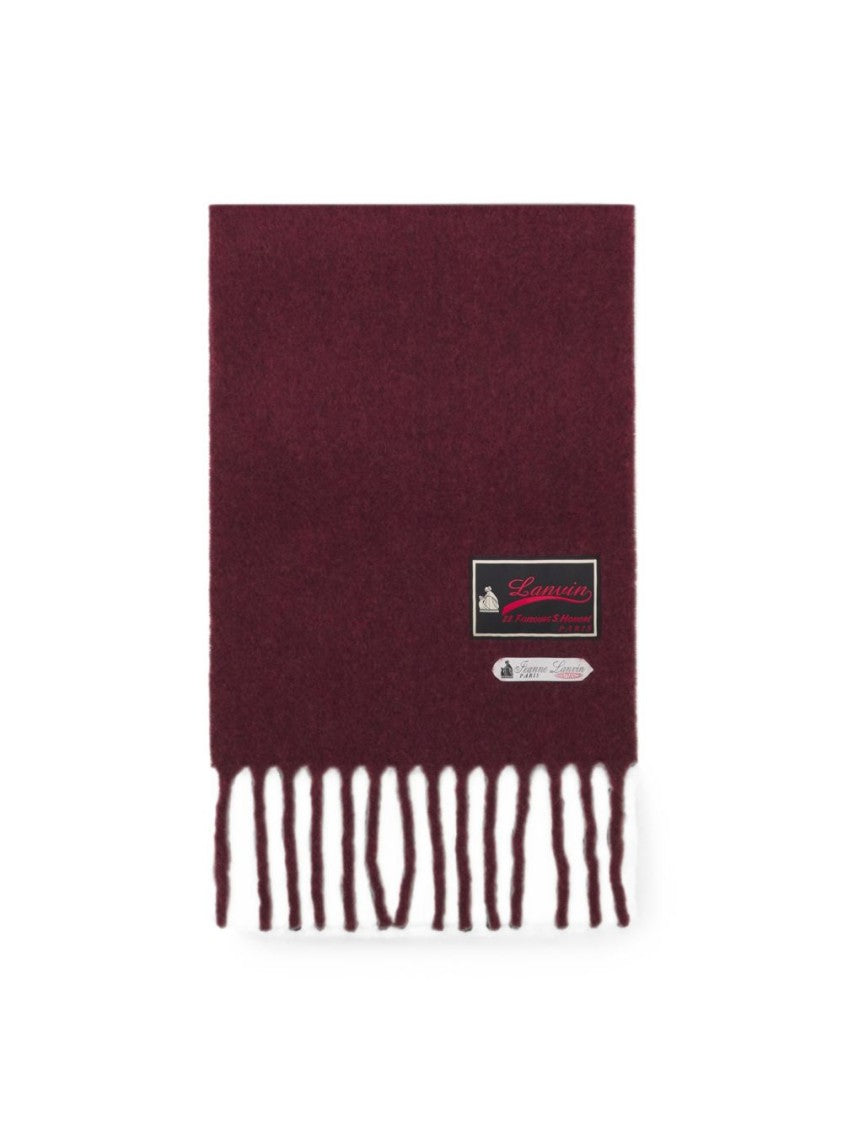 Lanvin Burgundy Fringed Silk-Nylon Scarf