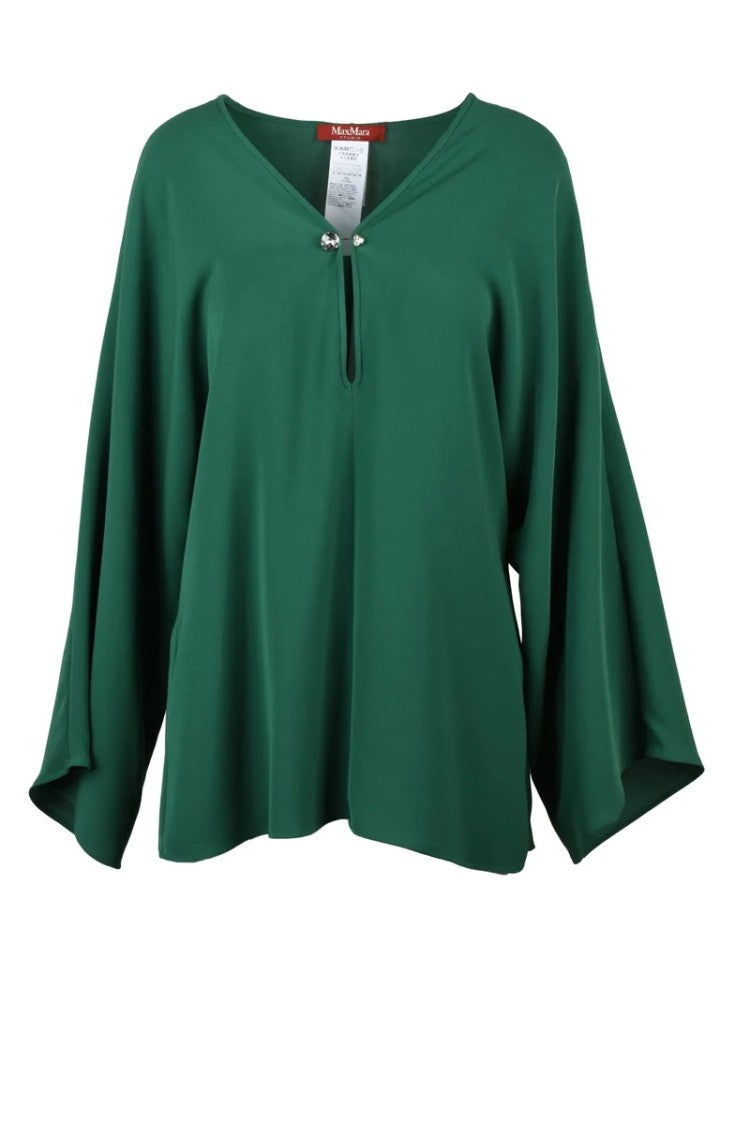 Max Mara Umile Triacetate Blouse - Bottle Green