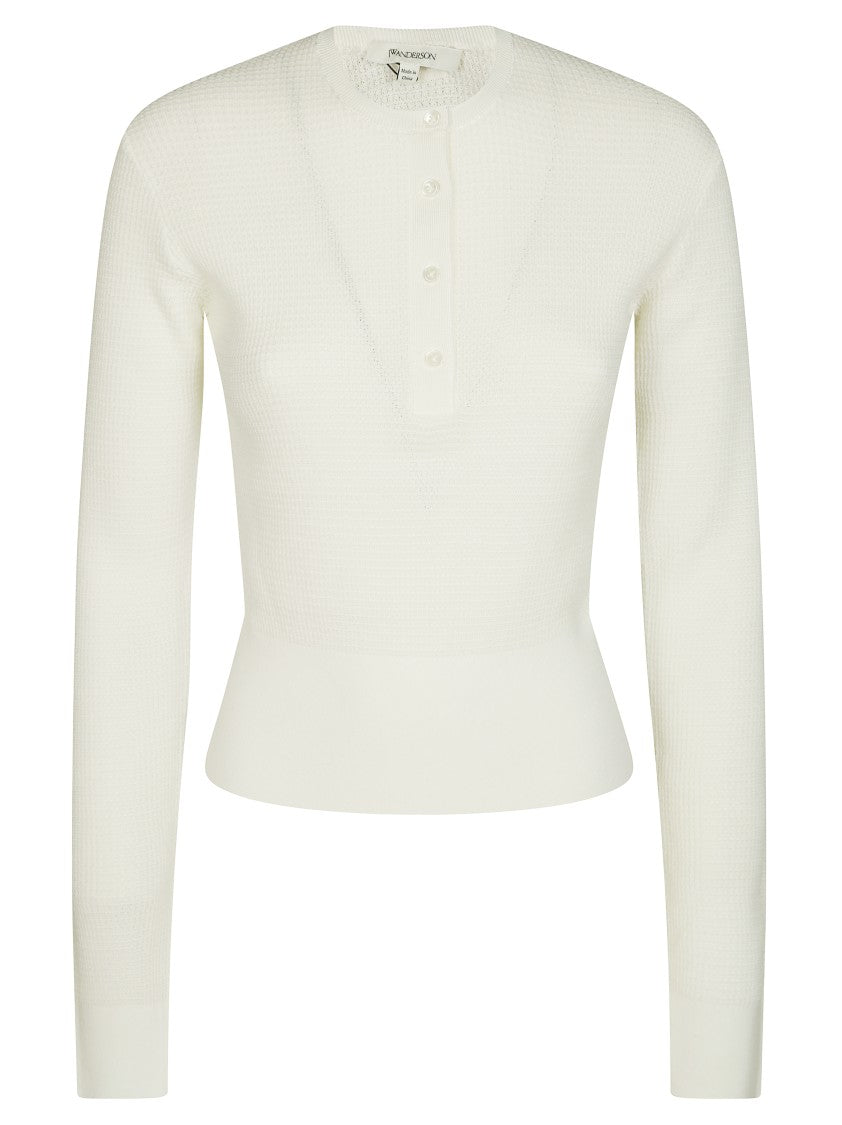 J. W. Anderson Textured Waffle Knit Long-Sleeve Henley Top