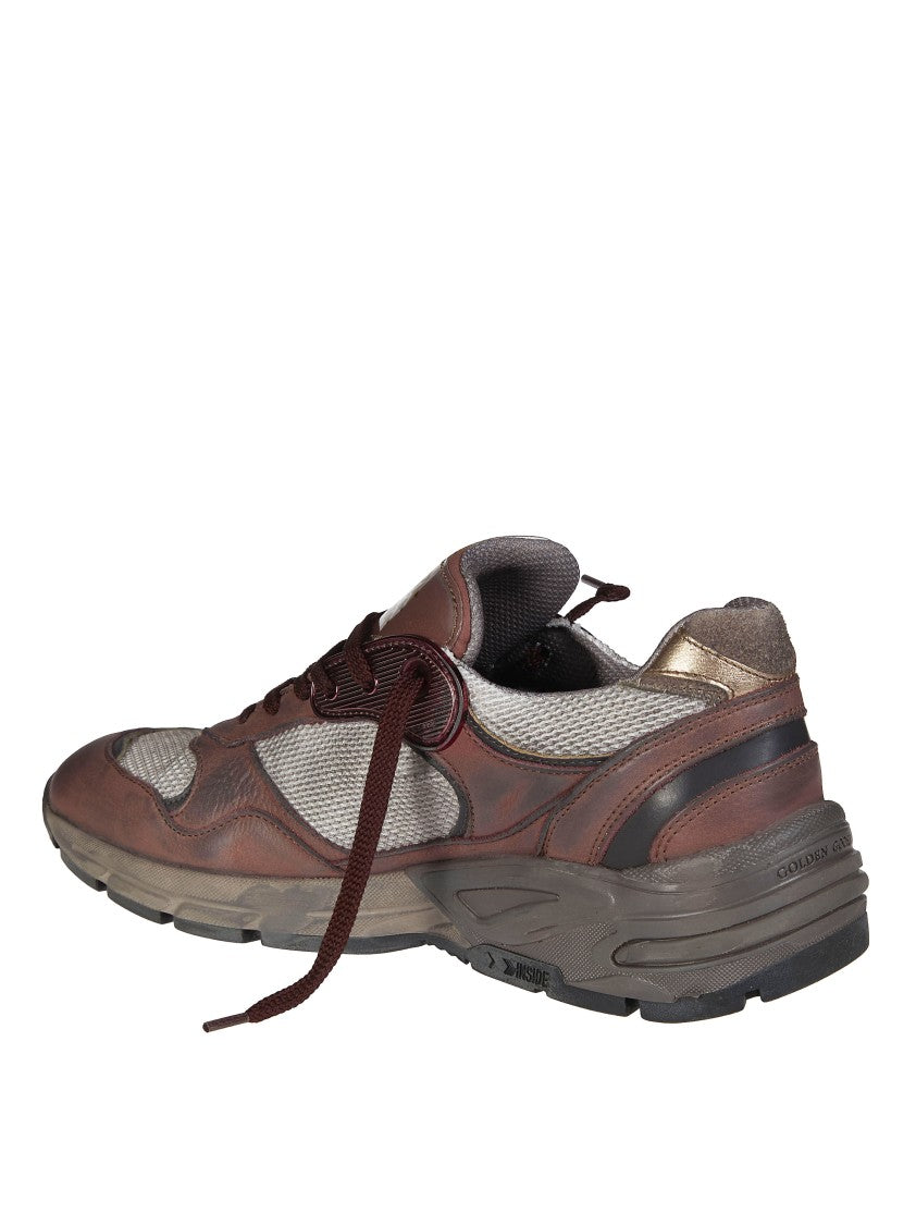 Golden Goose Brown Nubuck Gold Leather Dad Sneakers