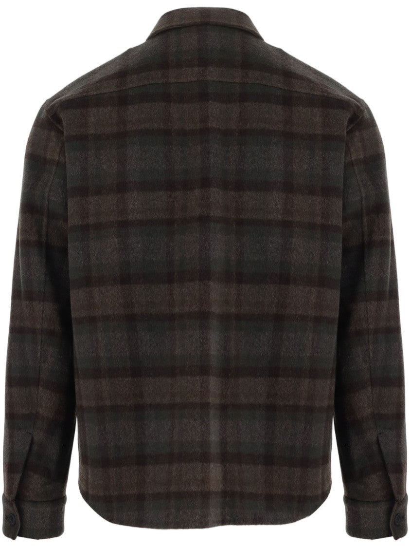 Vince Multi Wool-Blend Checked Casual Shirt