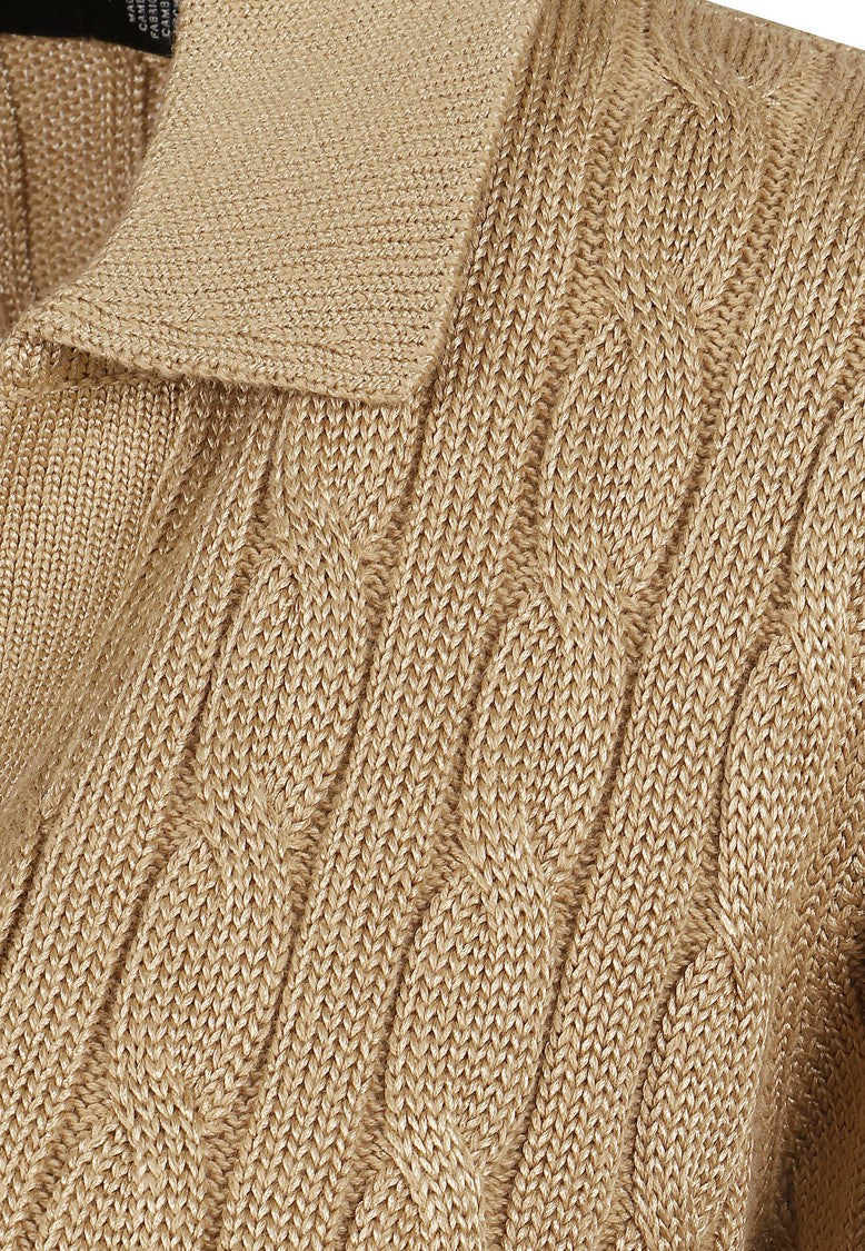 Lauren Short-Sleeved Cable-Knit Cotton Polo Shirt