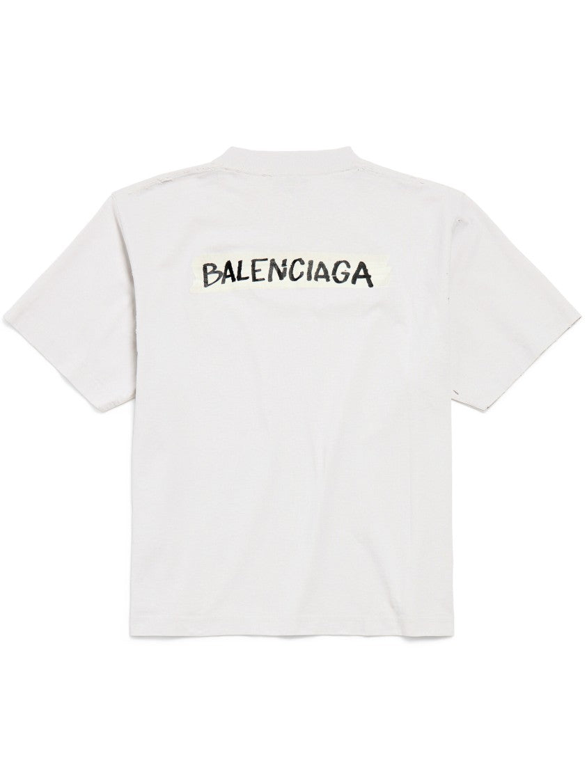 Balenciaga White Medium Fit Crew Neck T-Shirt