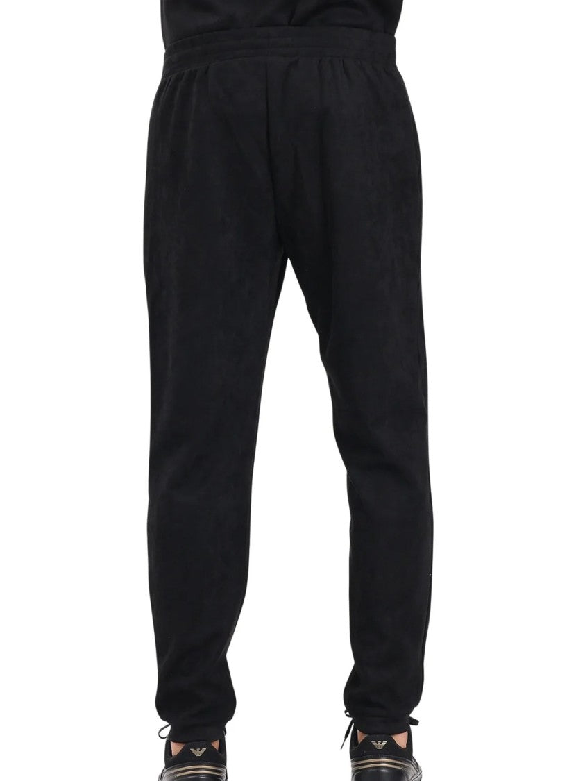 Ea7 Emporio Armani Black Logo Detail Technical Track Pants