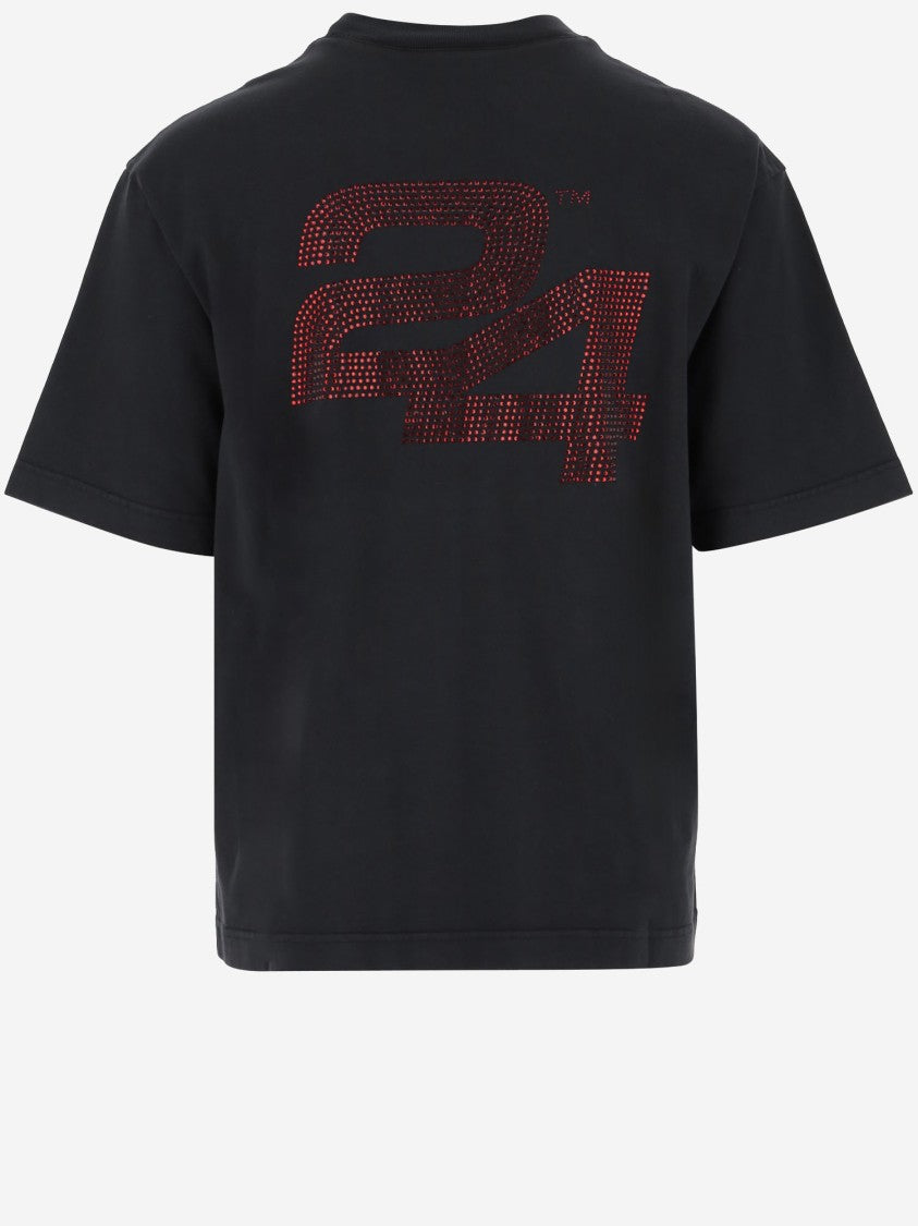 Summer Games Rhinestone-Embellished Cotton T-Shirt With Crew Neck