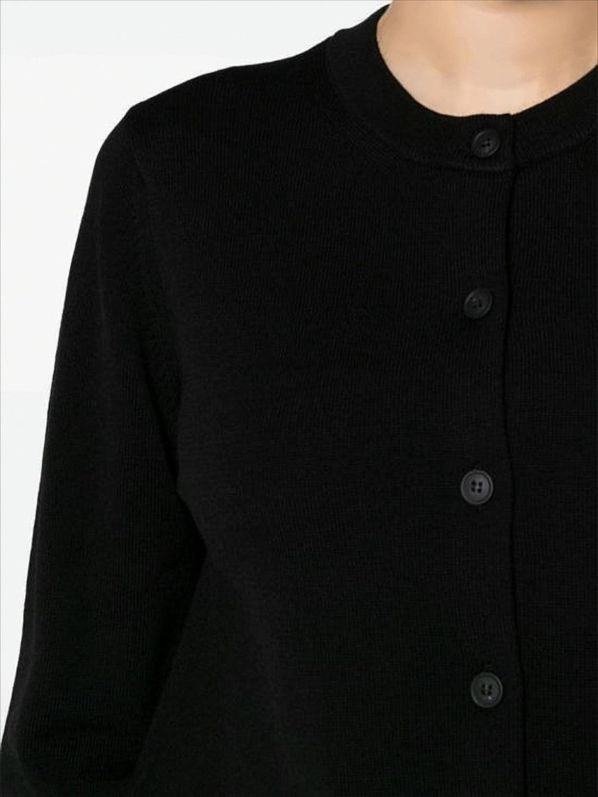 Maison Kitsuné Black Wool Cardigan With Button-Down Front And Embroidered Logo