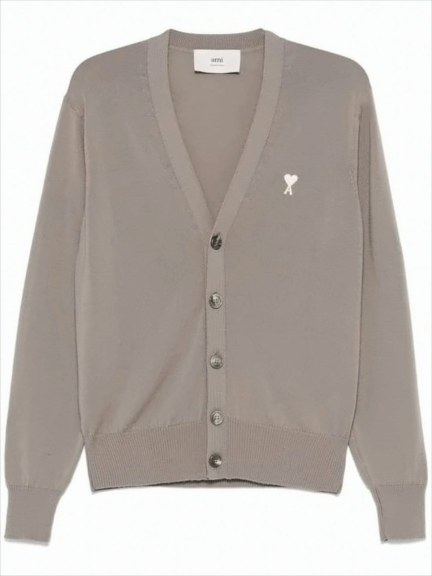 Ami Classic Wool Cardigan With V-Neckline And Button-Down Front