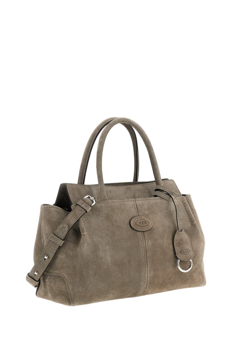 Tod's Grey Small T-Logo Suede Shopping Bag