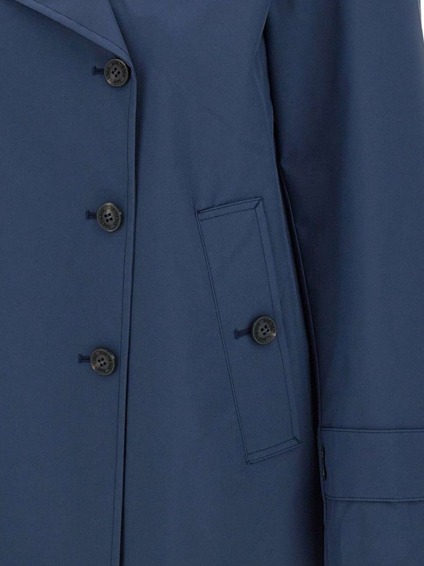 Save The Duck Double-Breasted Blue Coat With Tailored Silhouette