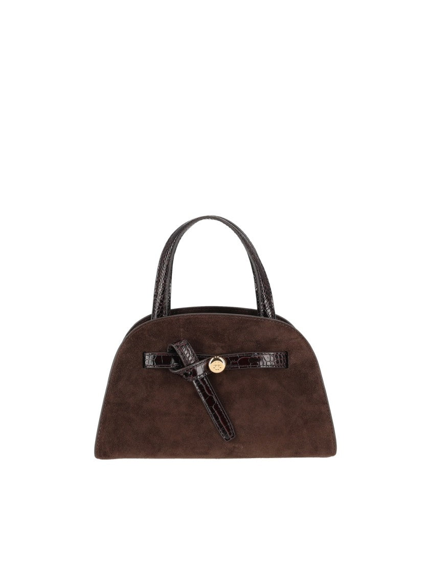 Tory Burch Romy Brown Suede Small Bauletto Bag