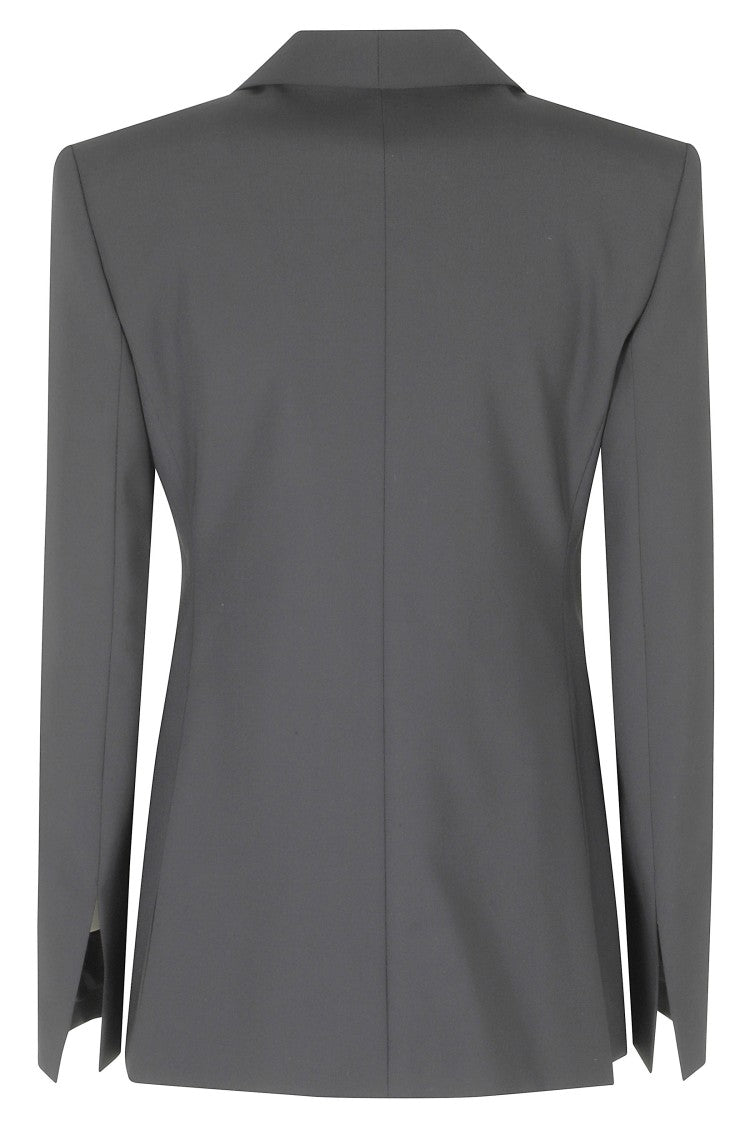 Alberta Ferretti Black Tropical Wool Gold Buttons Viscose-Blend Blazer