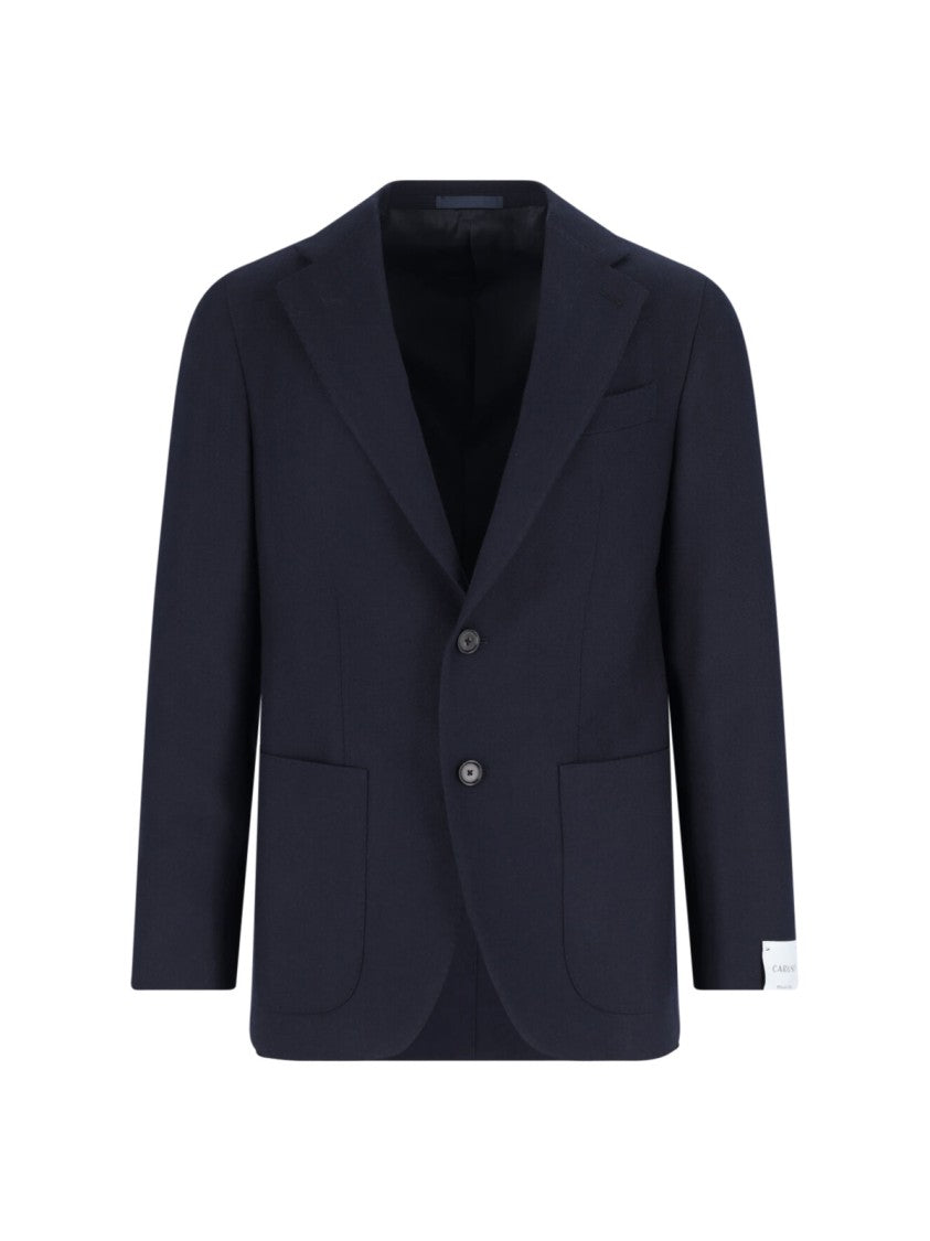 Caruso Tailored Black Herringbone Jacket With Notched Lapel