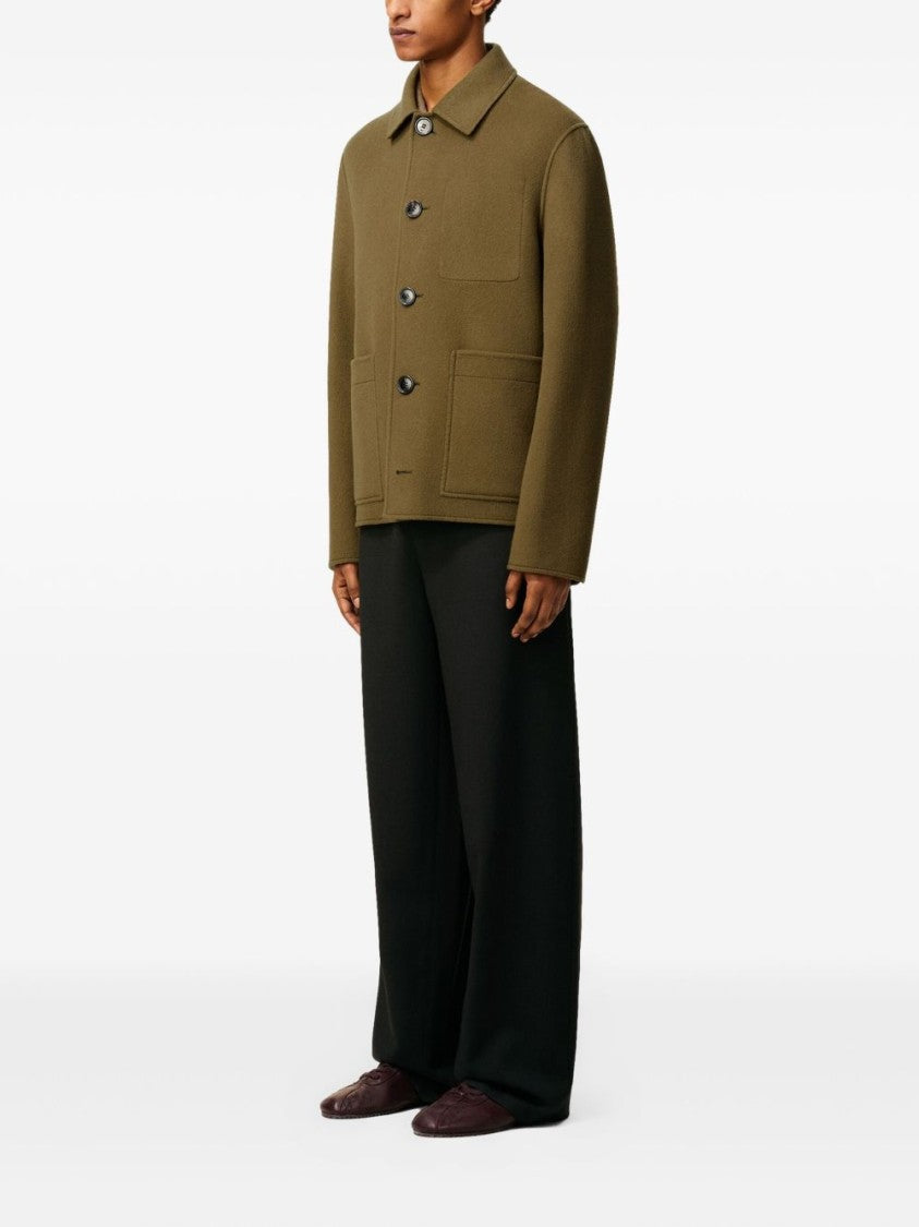 Ami Paris Brown Green Embossed Logo Patch Jacket