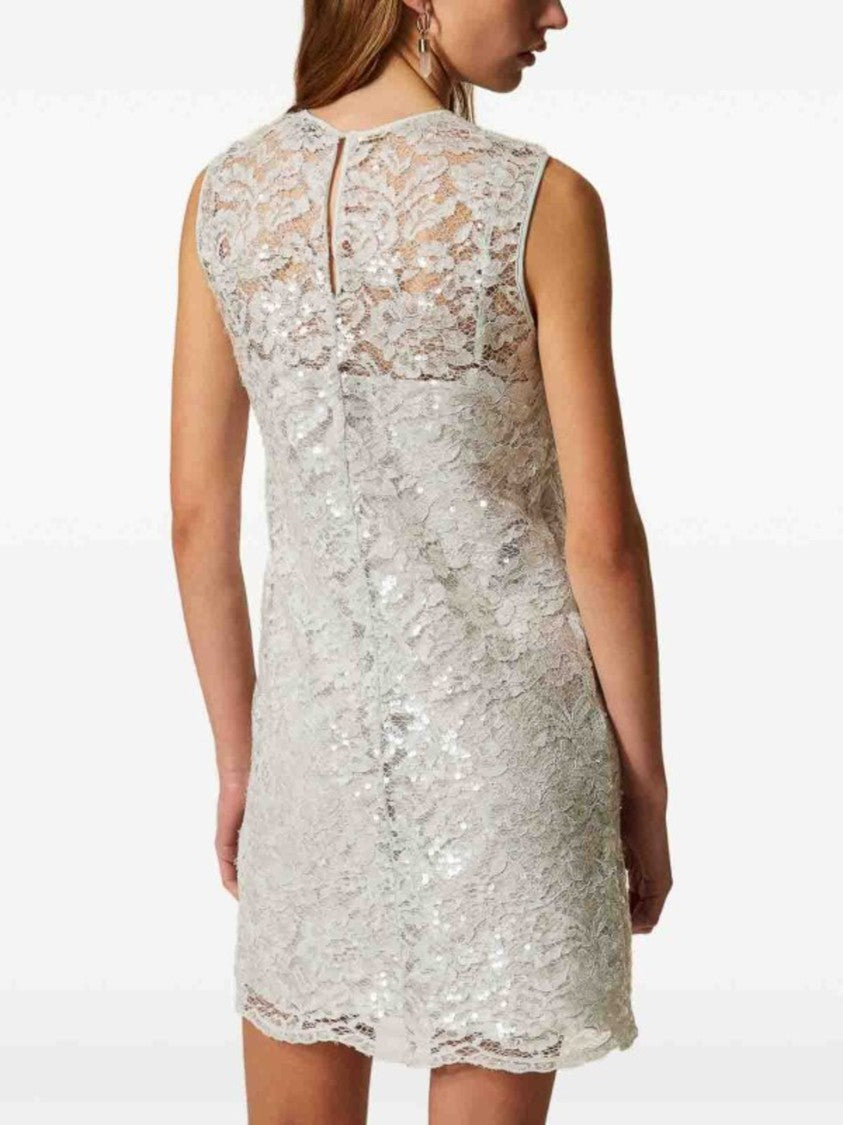 Twin-Set Mini Dress With Delicate Lace Overlay