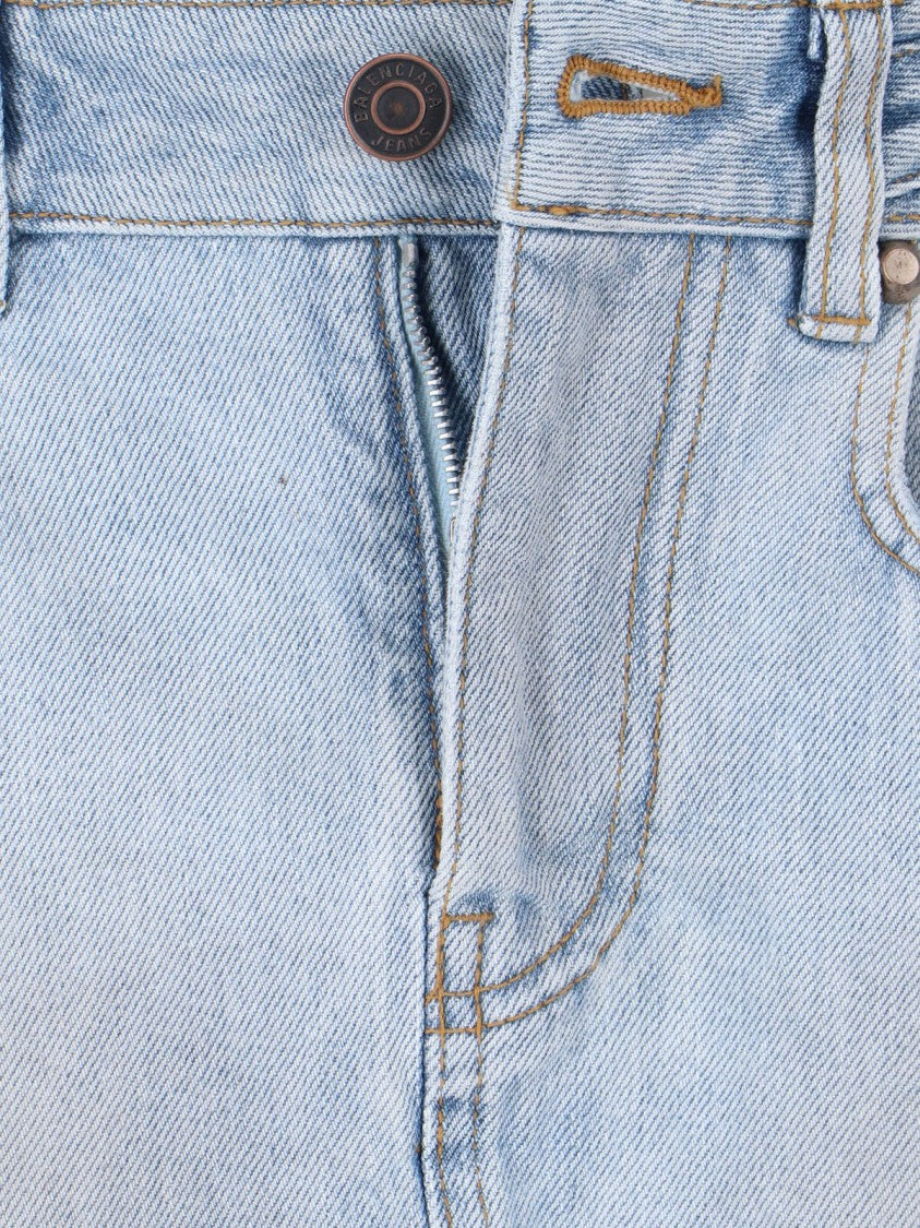 Balenciaga "Le City" Mini Skirt In Light Blue Cotton Denim