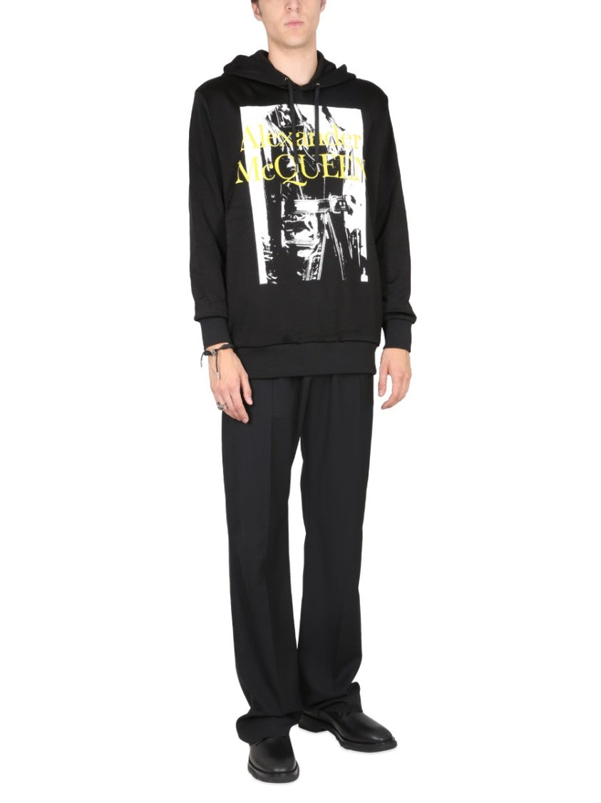 Alexander Mcqueen Atelier Print Sweatshirt With Drawstring Hood