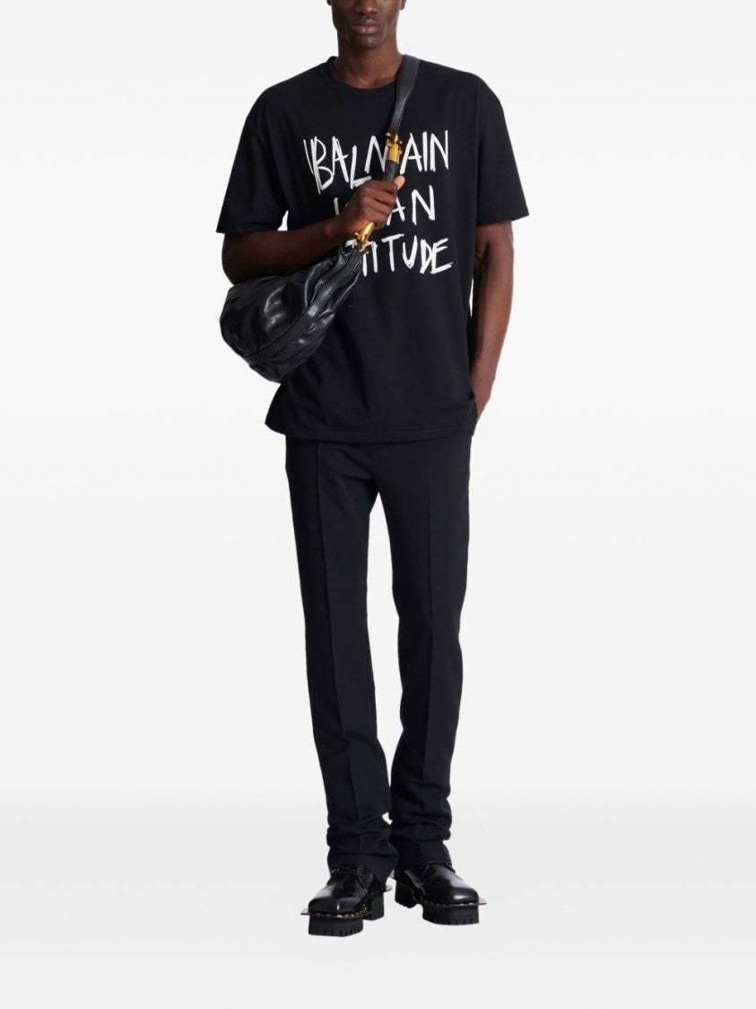 Balmain Black Printed Cotton T-Shirt