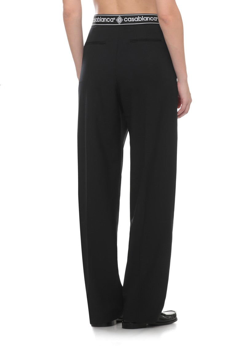 Casablanca Black Logo Elastic Waistband Trousers