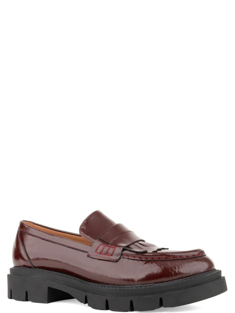 Sergio Moretti Red Polished Leather Penny Strap Loafers