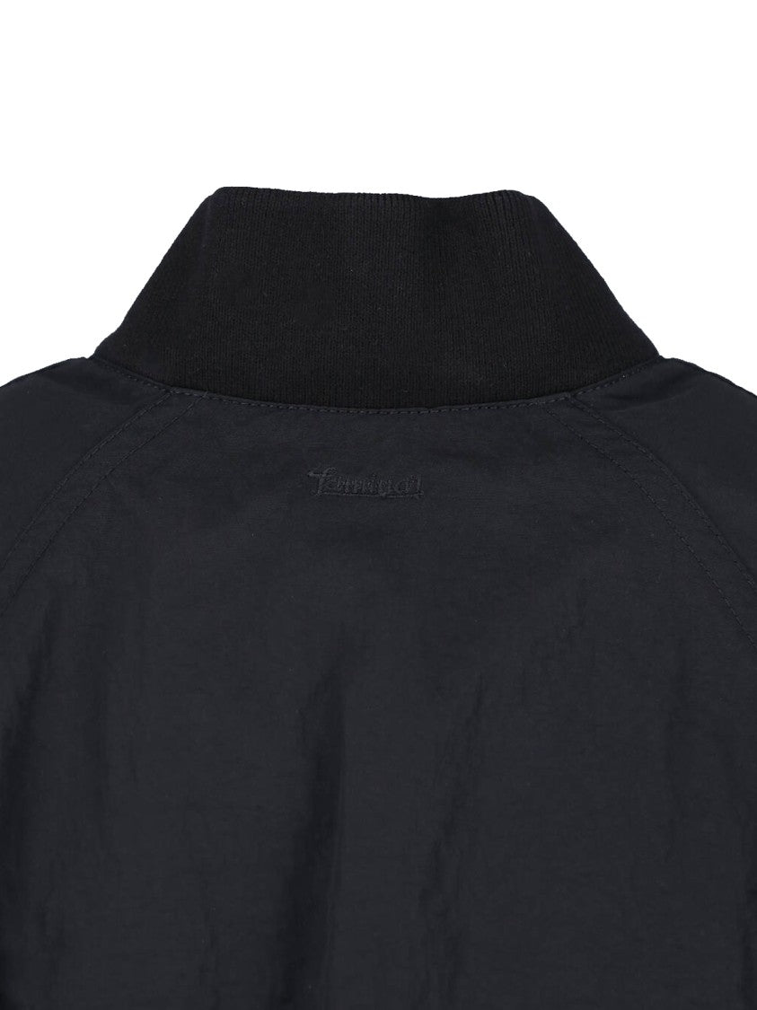 Laminar Black Sleek Zip-Up Minimalist Bomber Jacket