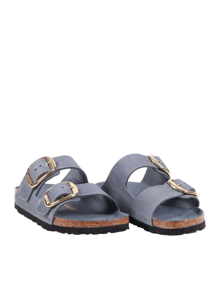 Birkenstock Grey Arizona Oiled Leather Slide Sandal