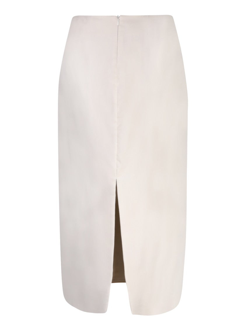 Blanca Vita White Silk Midi Skirt