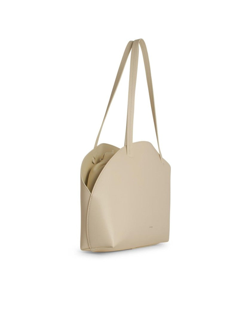 Jil Sander Curve Media' White Leather Crossbody Bag