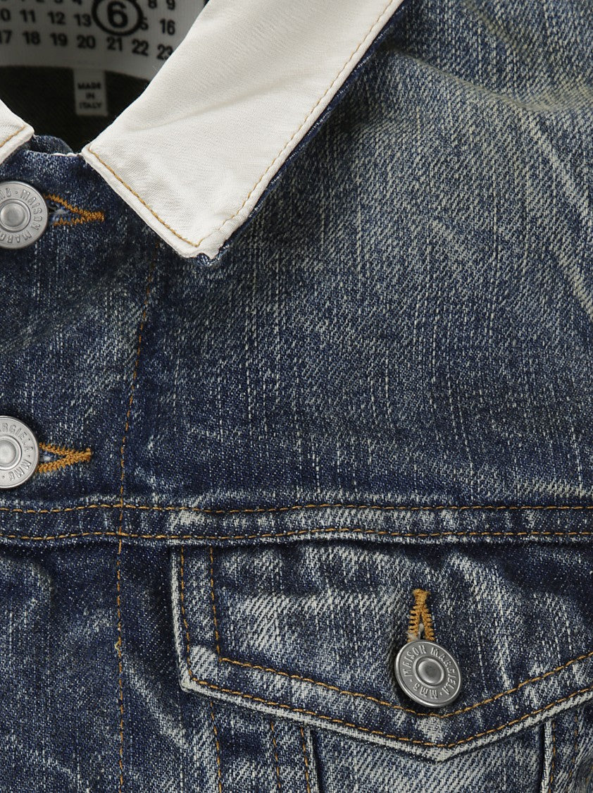 Mm6 By Maison Margiela Denim Jacket With Contrast Collar