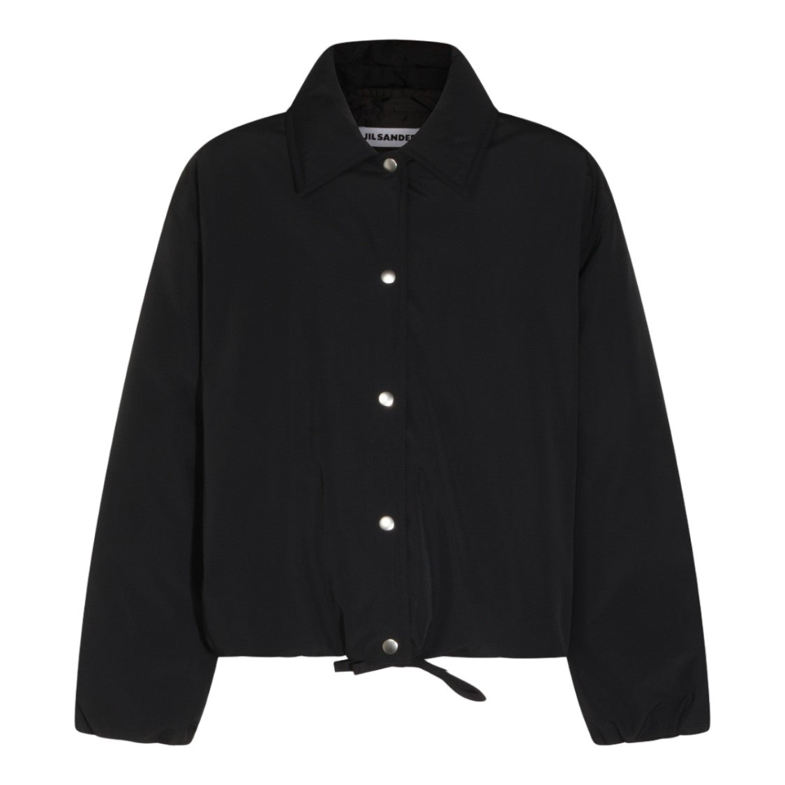 Jil Sander Boxy Black Coat With Classic Collar And Snug Fit