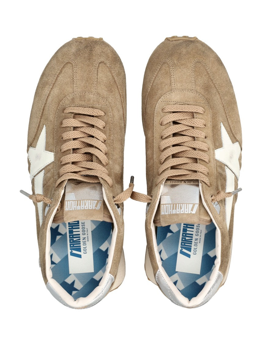 Golden Goose Tobacco Suede Marathon Sneakers