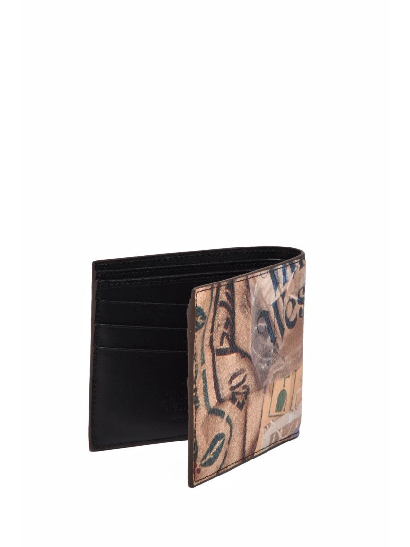 Vivienne Westwood Compact Bifold Wallet With Artistic Print And Metallic Emblem
