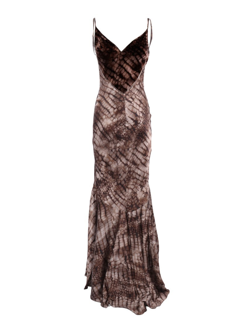 Elisabetta Franchi Fitted Midi Dress With Flared Hem And Textured Pattern
