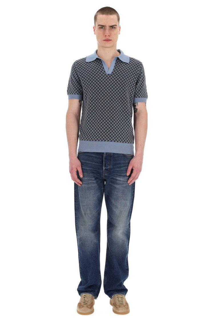 Drumohr Biscottino Cotton-Linen Open Collar Polo