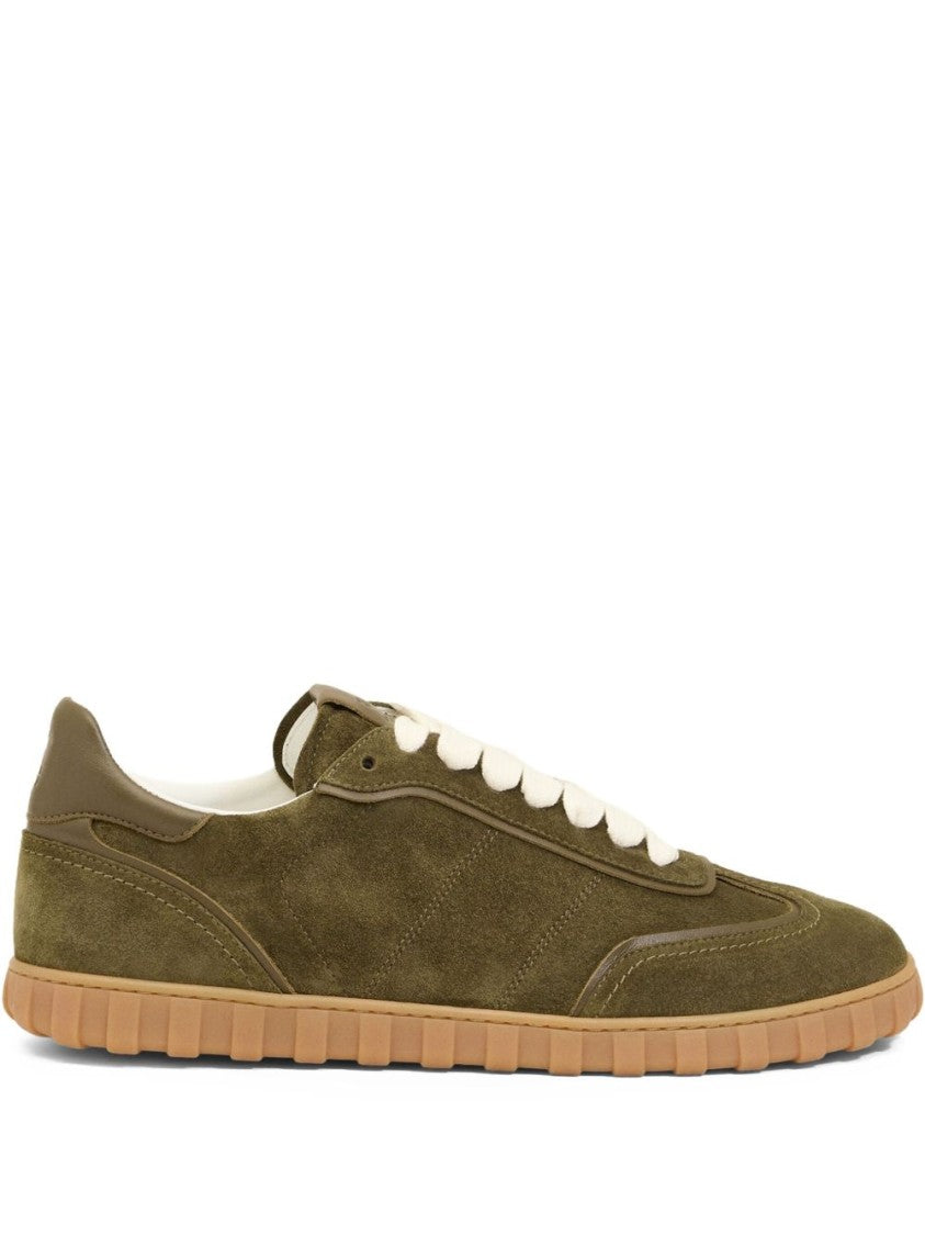 Ami Paris Brown Olive Green Lace-Up Rubber Sneakers