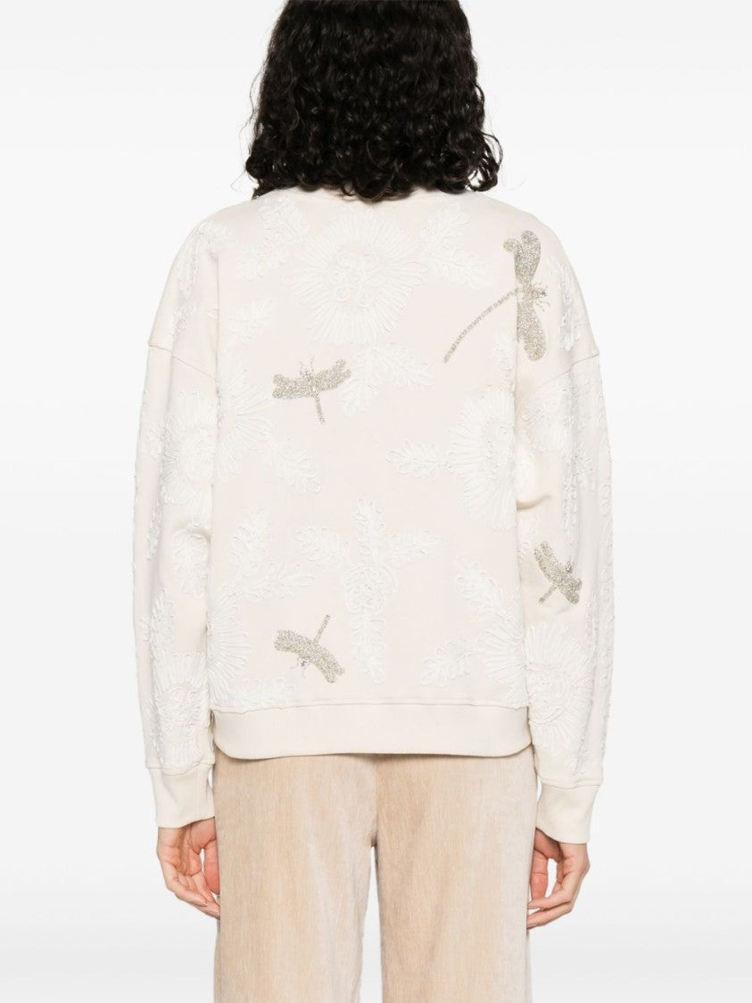 Forte Forte Soft Cotton-Elastane Sweatshirt With Textured Dragonfly Pattern