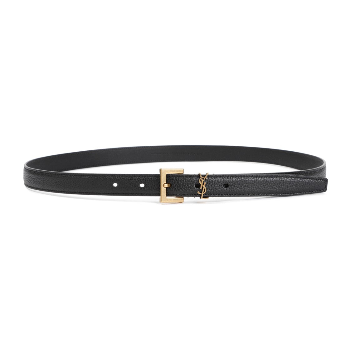 Saint Laurent Black Grained Calf Leather Belt