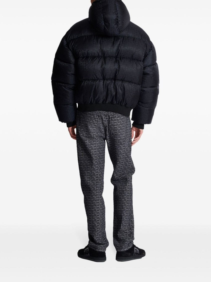 Balmain Signature Monogram Print Padded Jacket