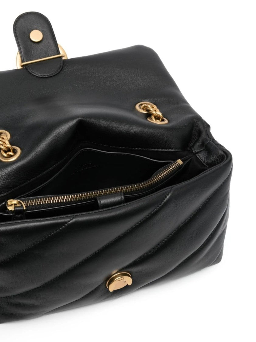 Pinko Quilted Shoulder Bag With Gold-Tone Emblem
