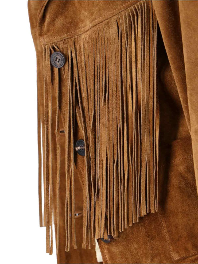 Golden Goose Suede Fringe Jacket – Brown