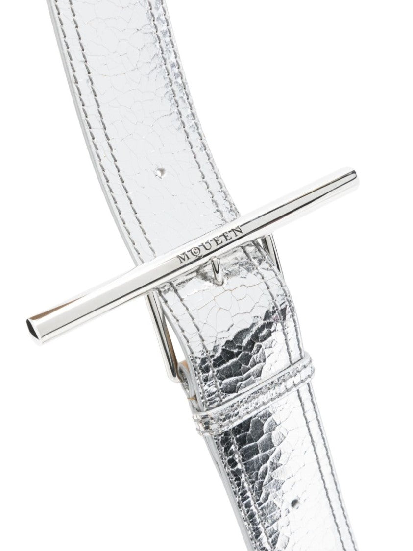 Alexander Mcqueen Silver Bag With Textured Metallic Finish