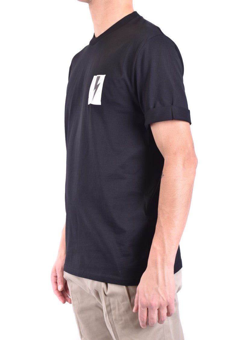 Neil Barrett Black Short-Sleeve T-Shirt With Lightning Bolt Graphic