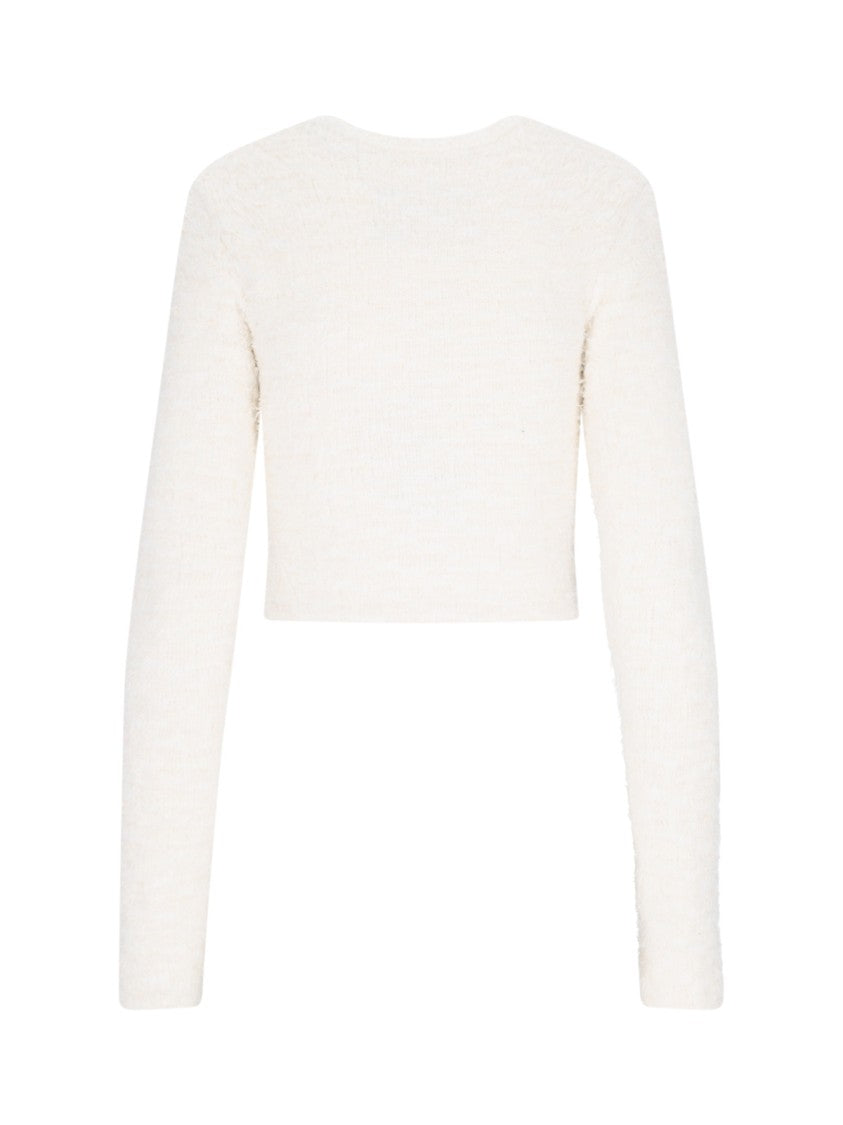 Balenciaga Crop Button Cardigan – White