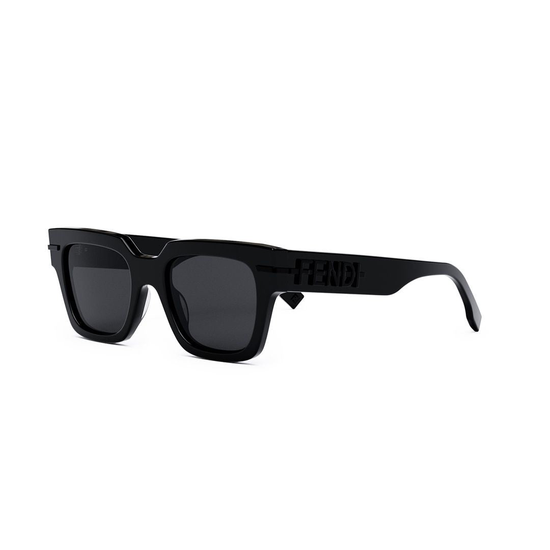 Fendi Rectangular Black Sunglasses With Thick Arms And Embossed Branding