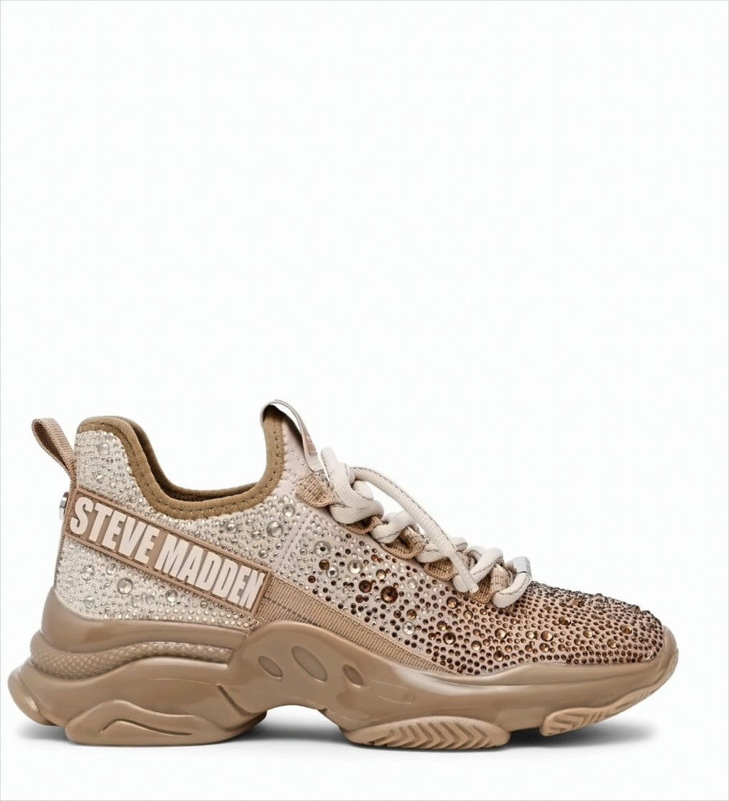 Steve Madden Sneakers With All-Over Appliques In Bronze, Gold