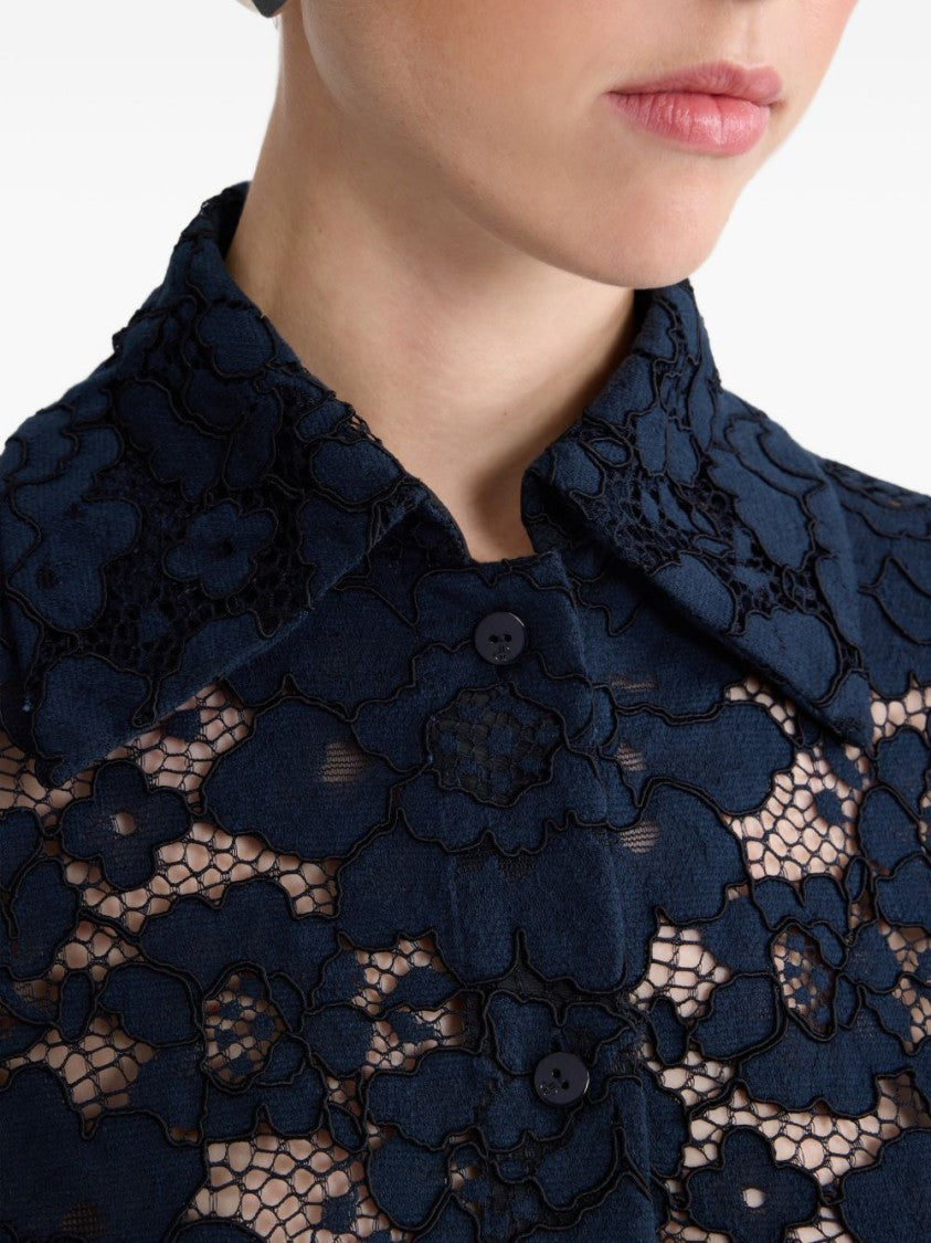 Patou Cropped Lace Shirt With Floral Patterns